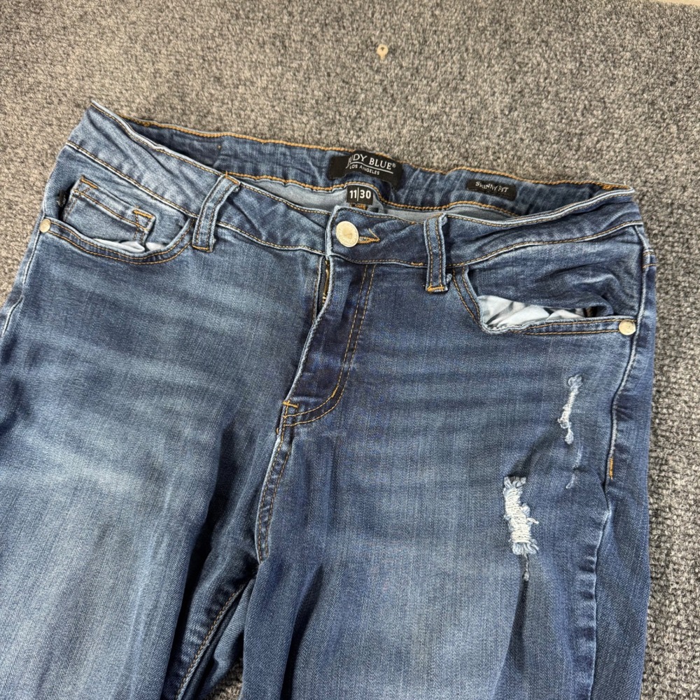 Judy Blue Los Angeles Skinny Fit‎ Distressed Denim Jeans Blue Size 11/30